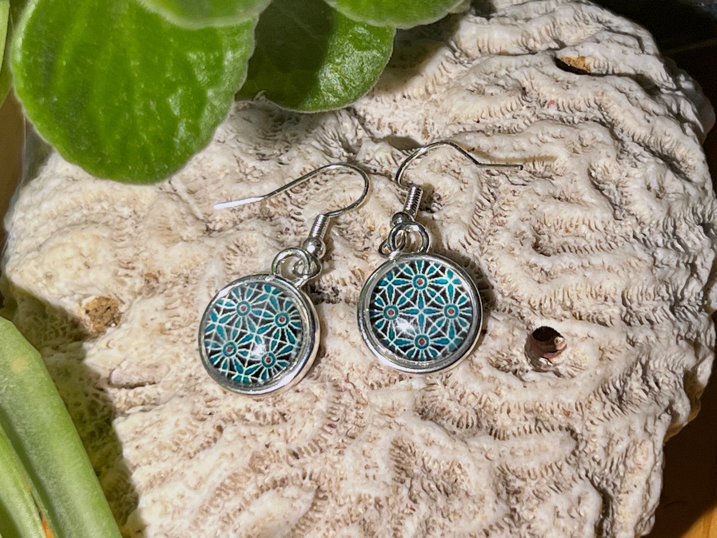 Blue Purple Mandala Earrings