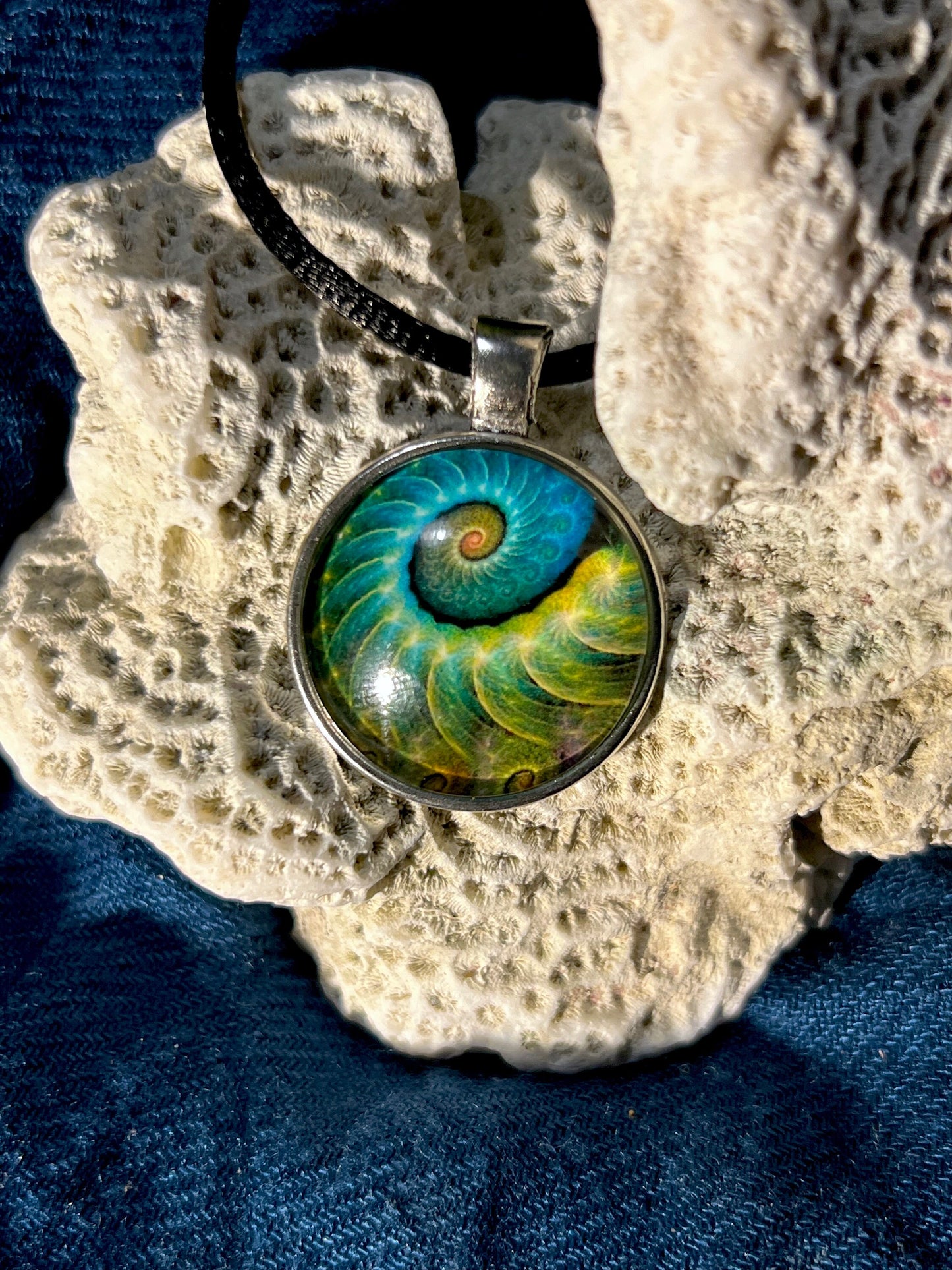 Ancient Spiral Pendant (with 16" black cord necklace)