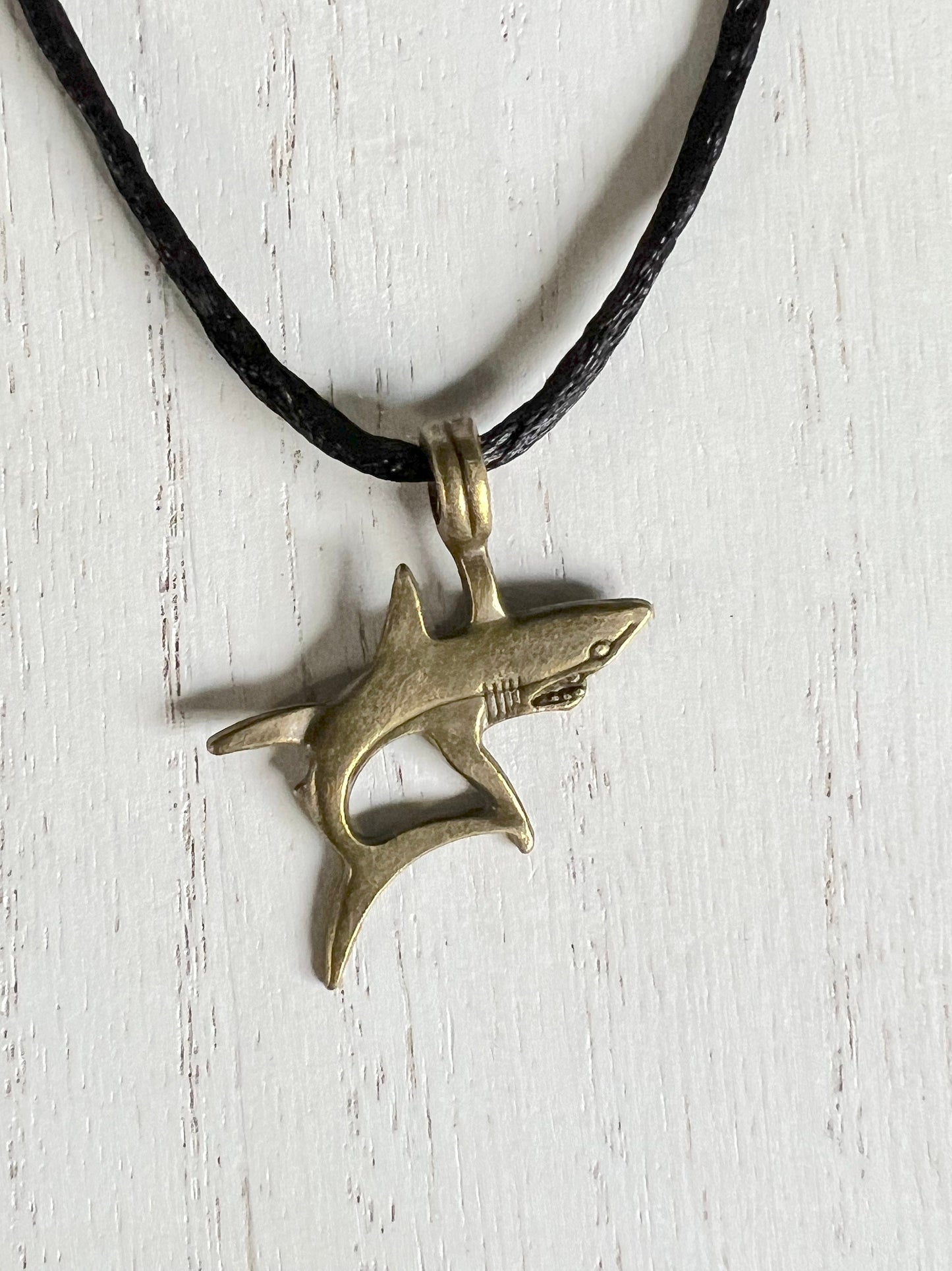 Antique Bronze Plated Shark Pendant