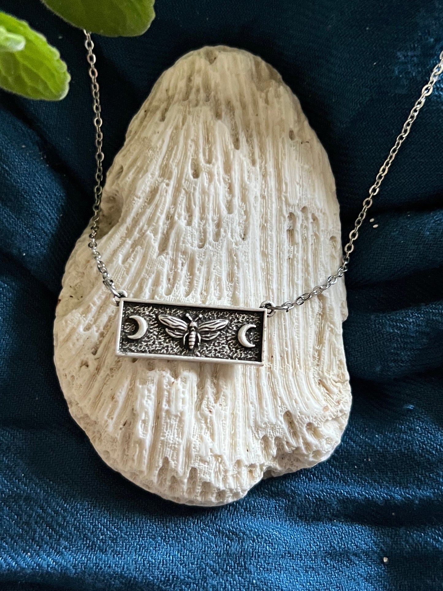 Lunar Moth Silver Necklace