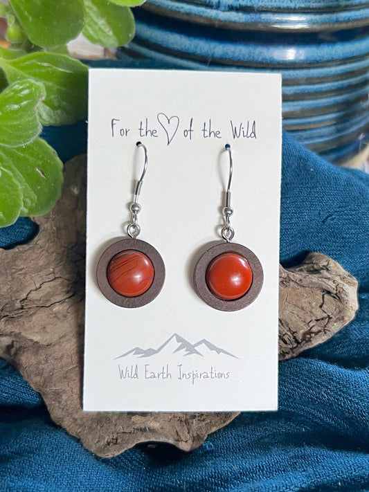 Red Jasper Wooden Earrings