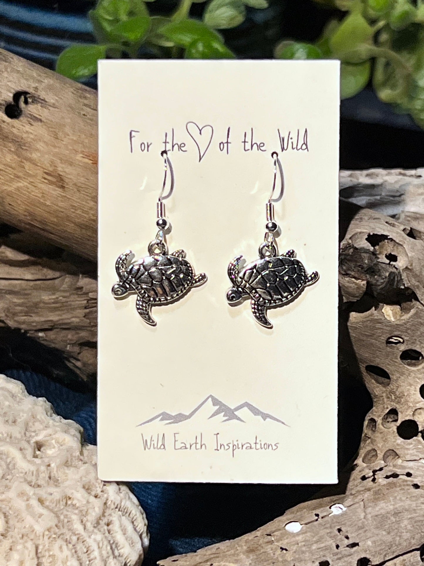 Silver Sea Turtle Earrings