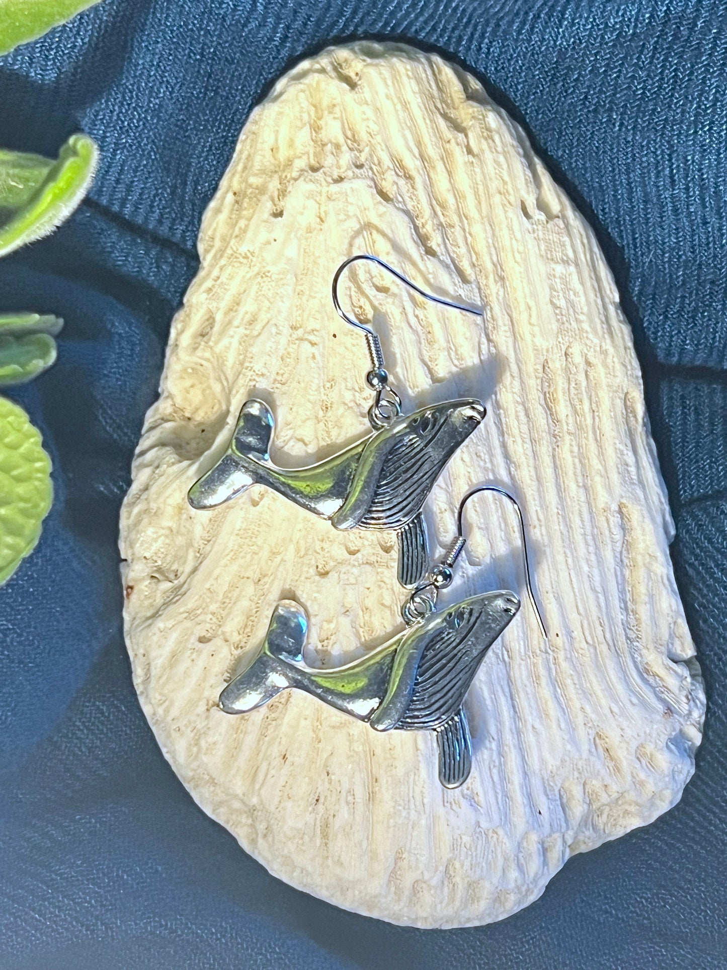 Silver Whale Earrings