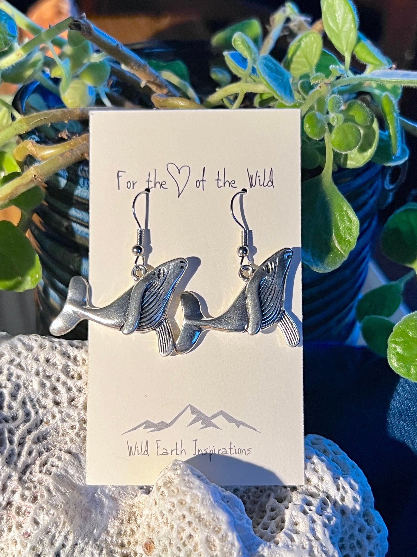 Silver Whale Earrings