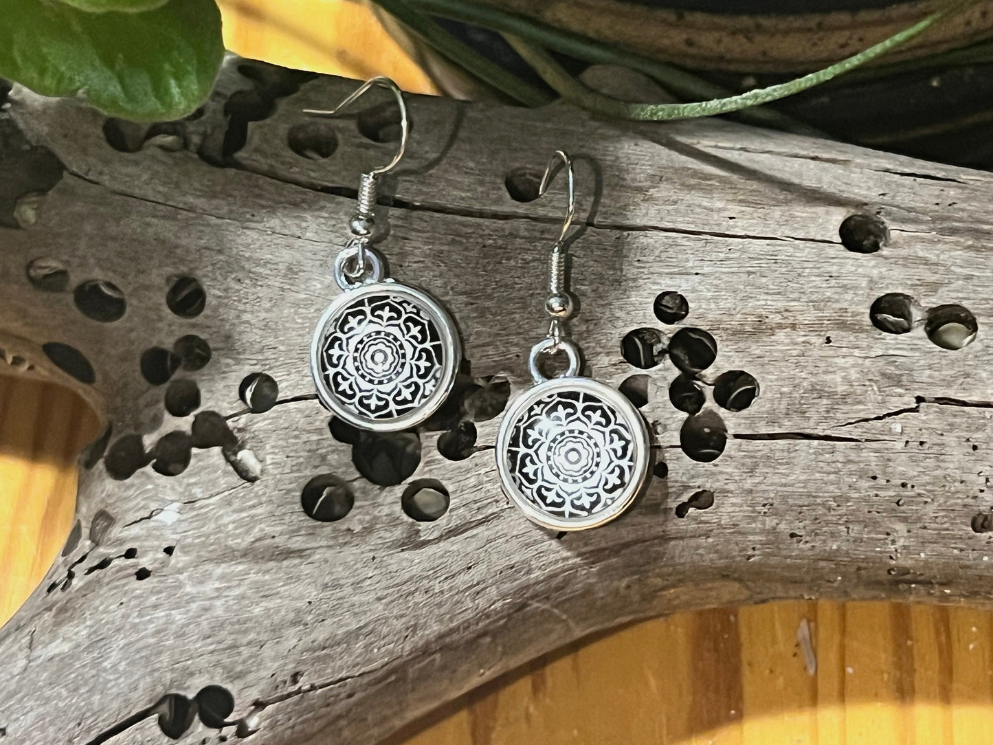 Black and White Mandala Earrings