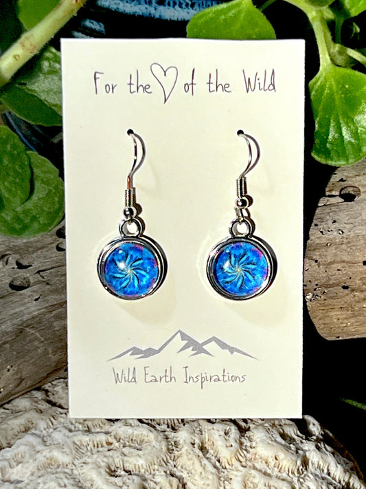 Blue Pinwheel Mandala Earrings