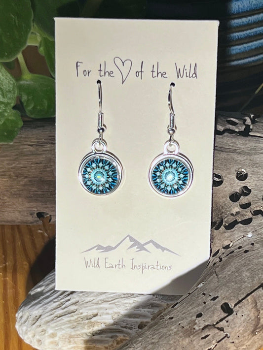 Turquoise Squared Mandala Earrings