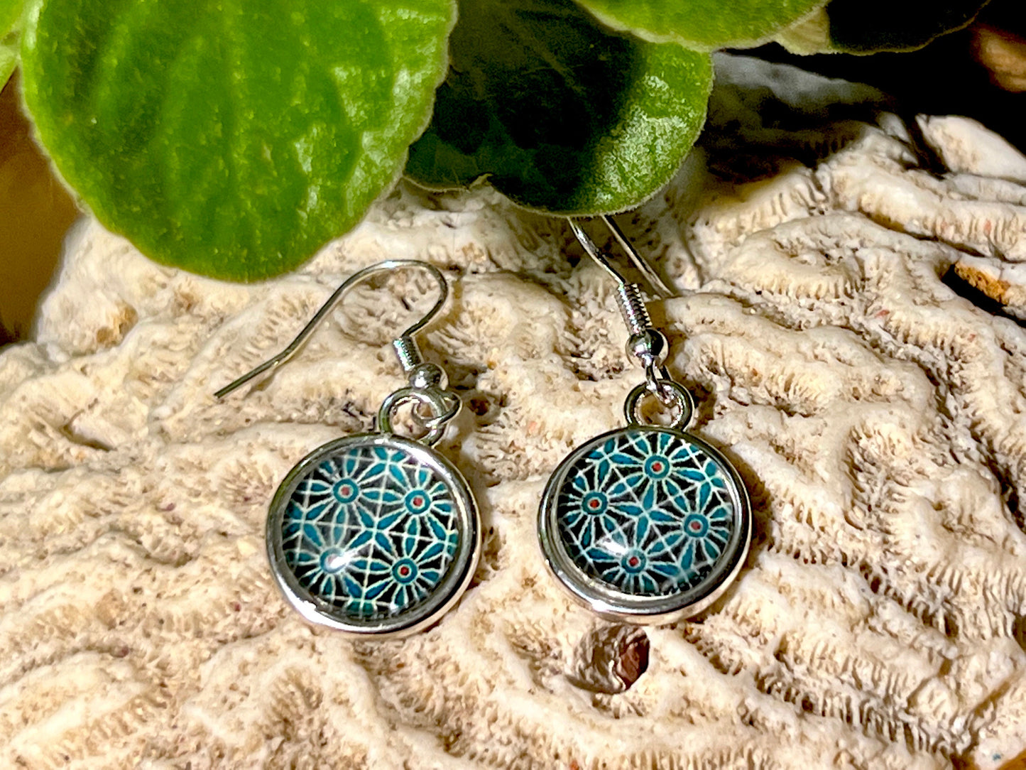 Blue Purple Mandala Earrings