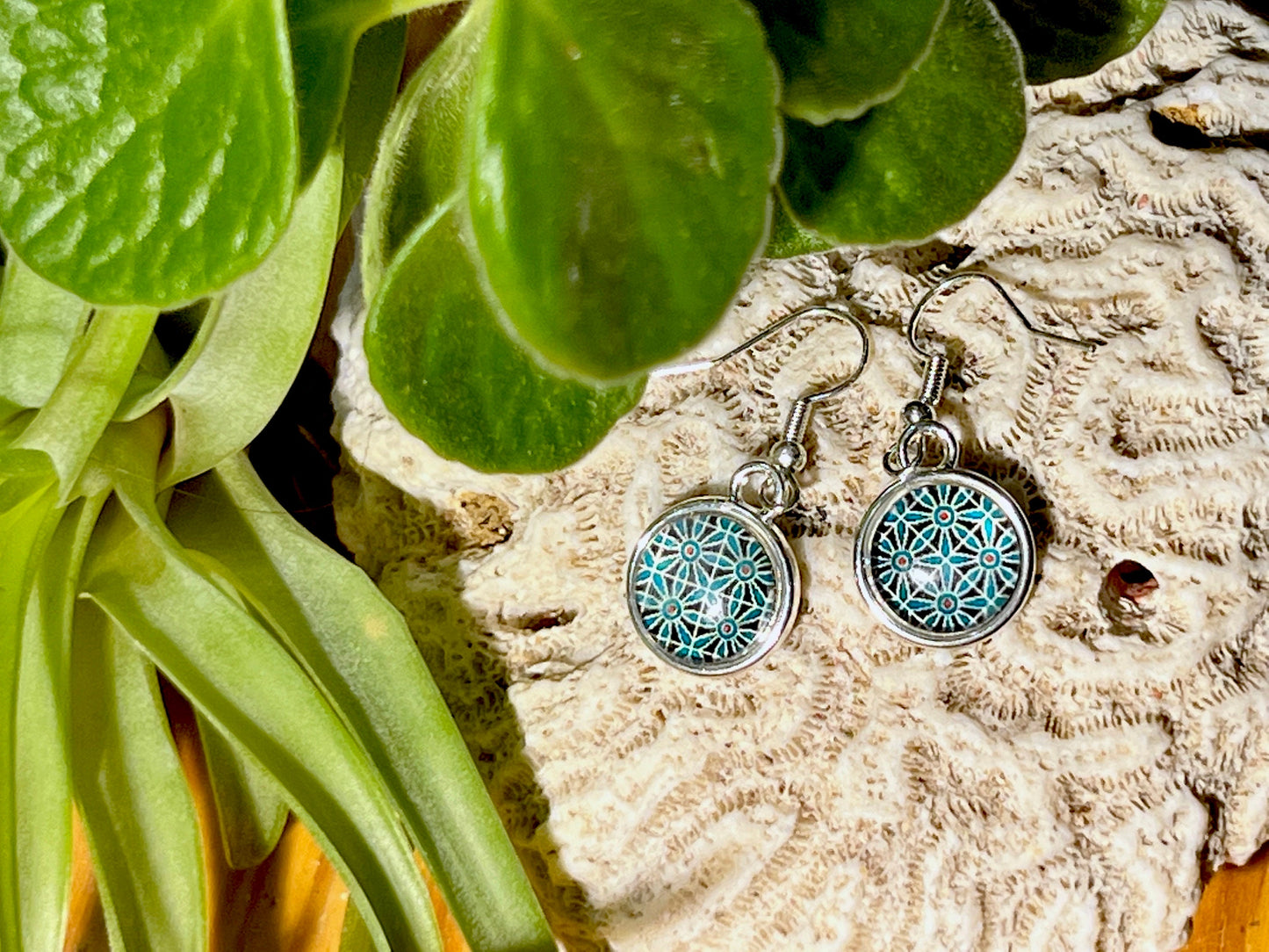 Blue Purple Mandala Earrings