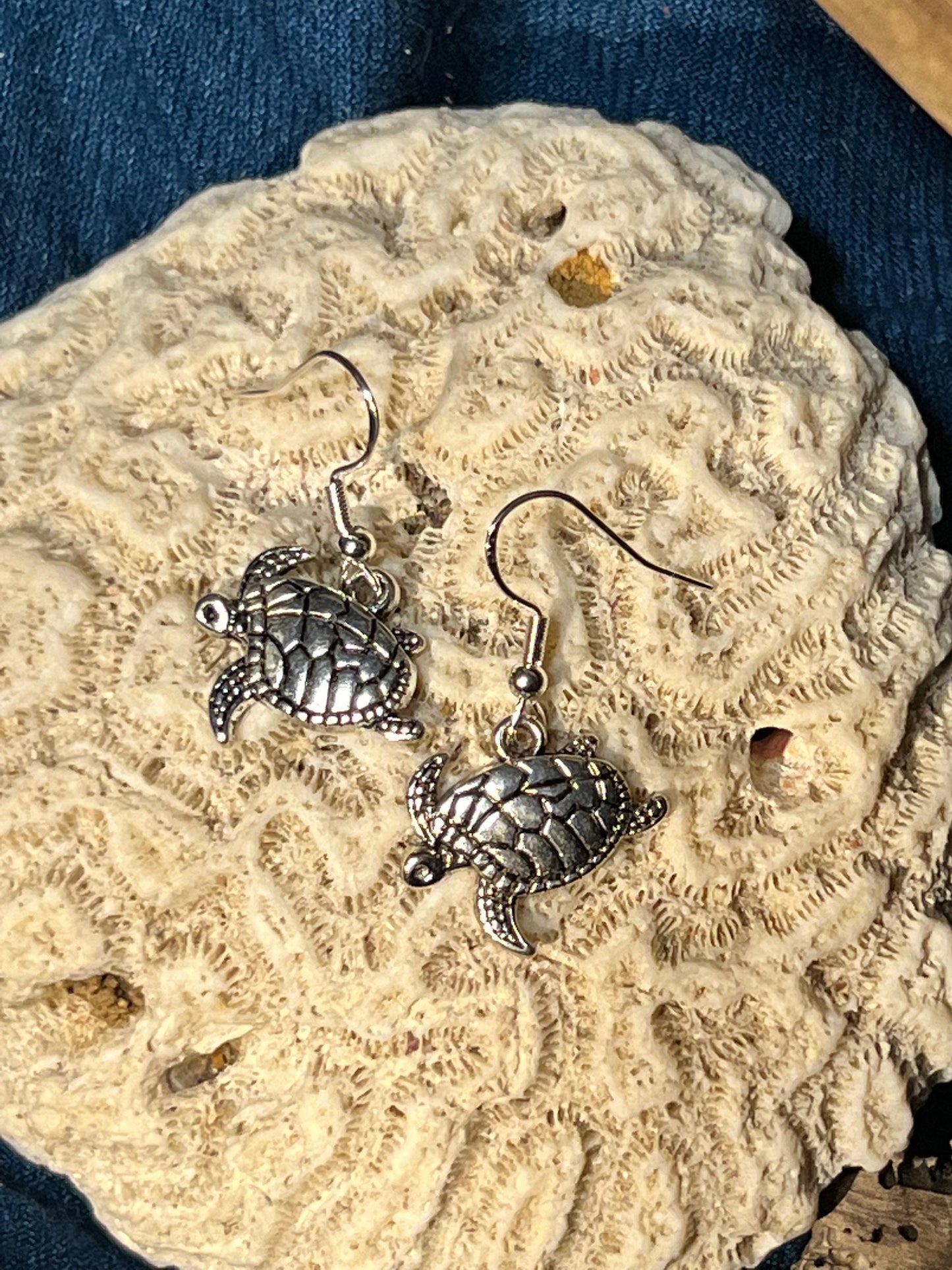 Silver Sea Turtle Earrings