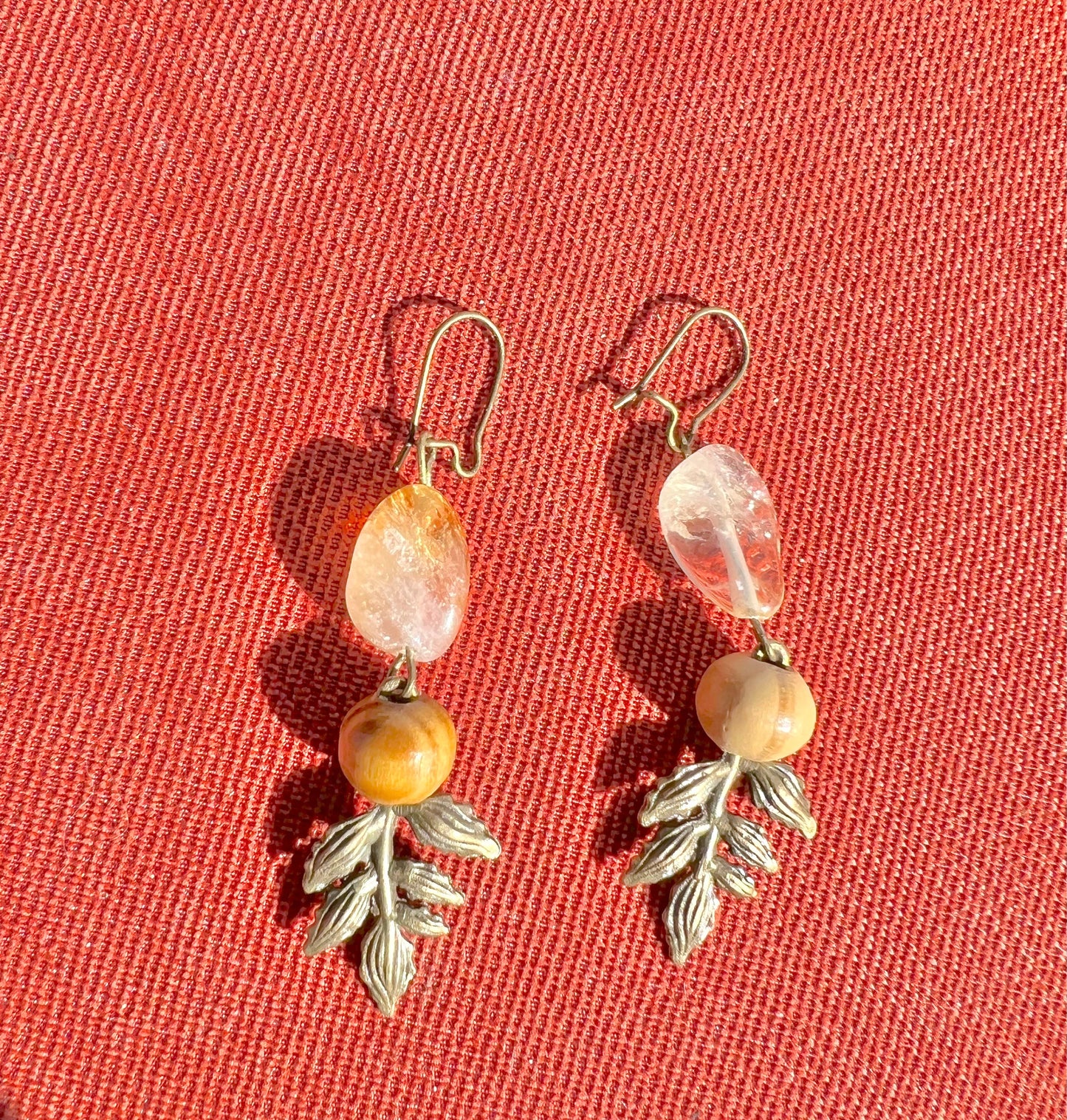 Citrine with Bronze Leaves Earrings