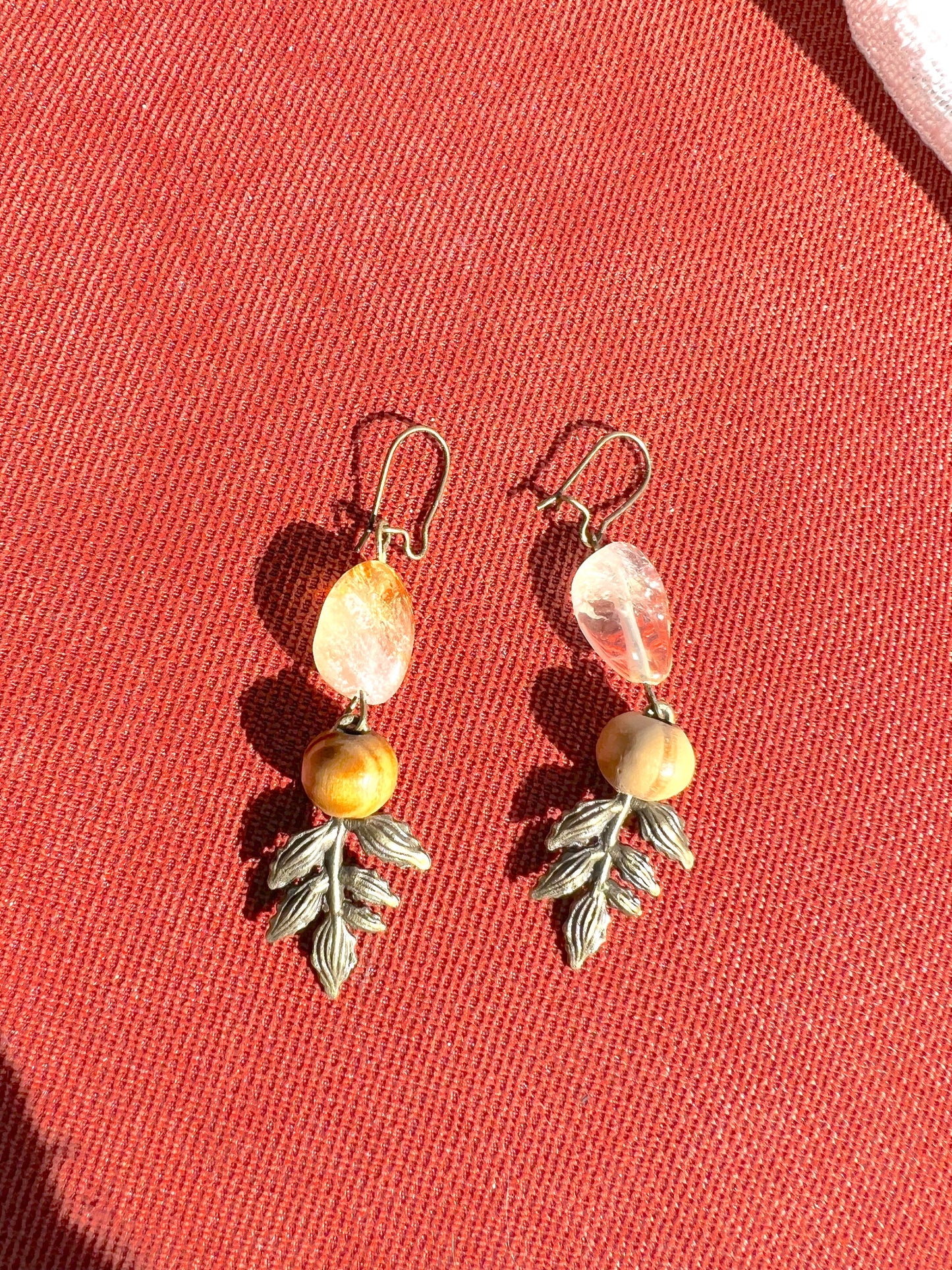 Citrine with Bronze Leaves Earrings