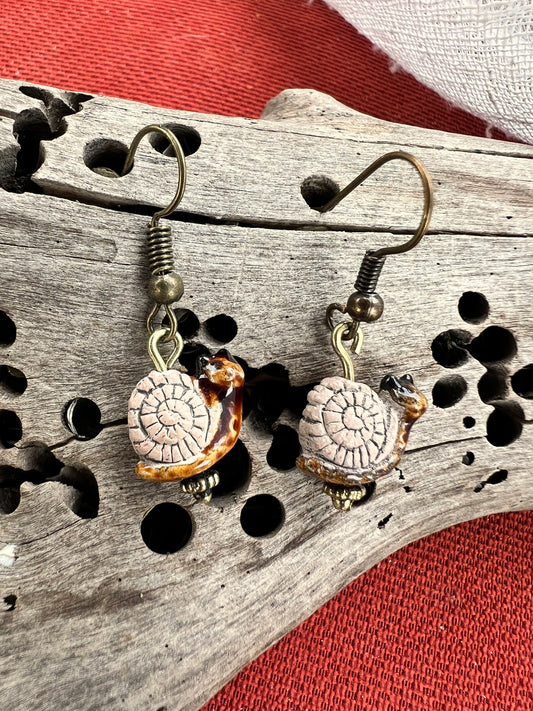 Mini Ceramic Snail Earrings