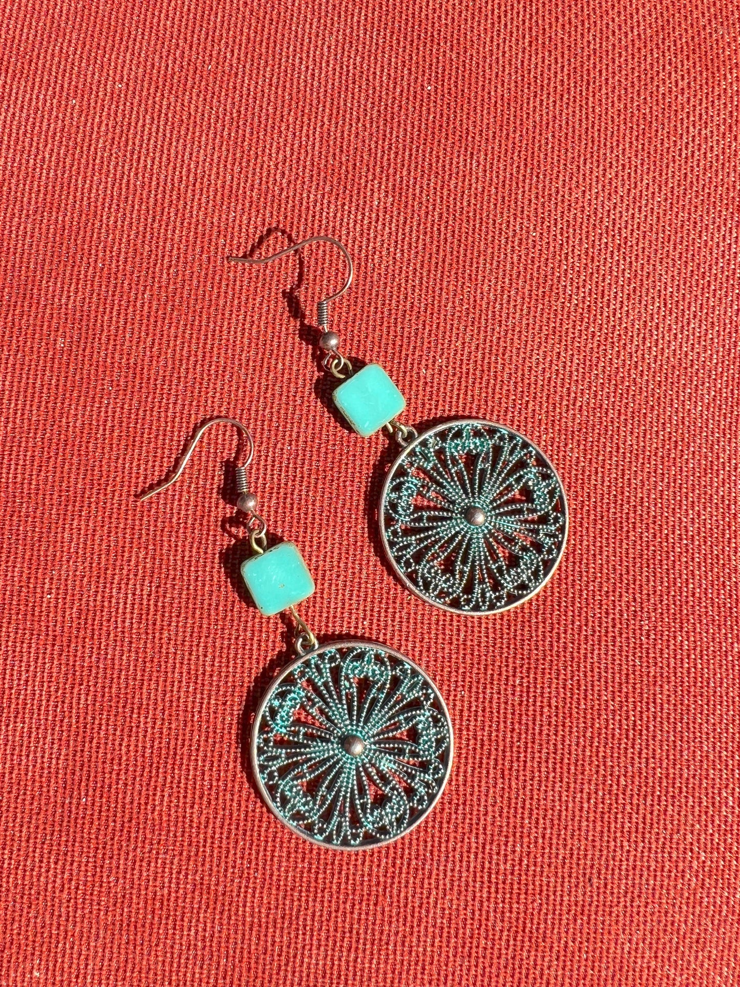 Copper and Turquoise Wheel Dangles