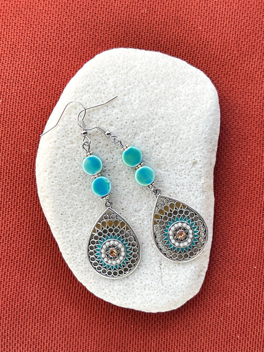 Silver and Turquoise Teardrop Dangles