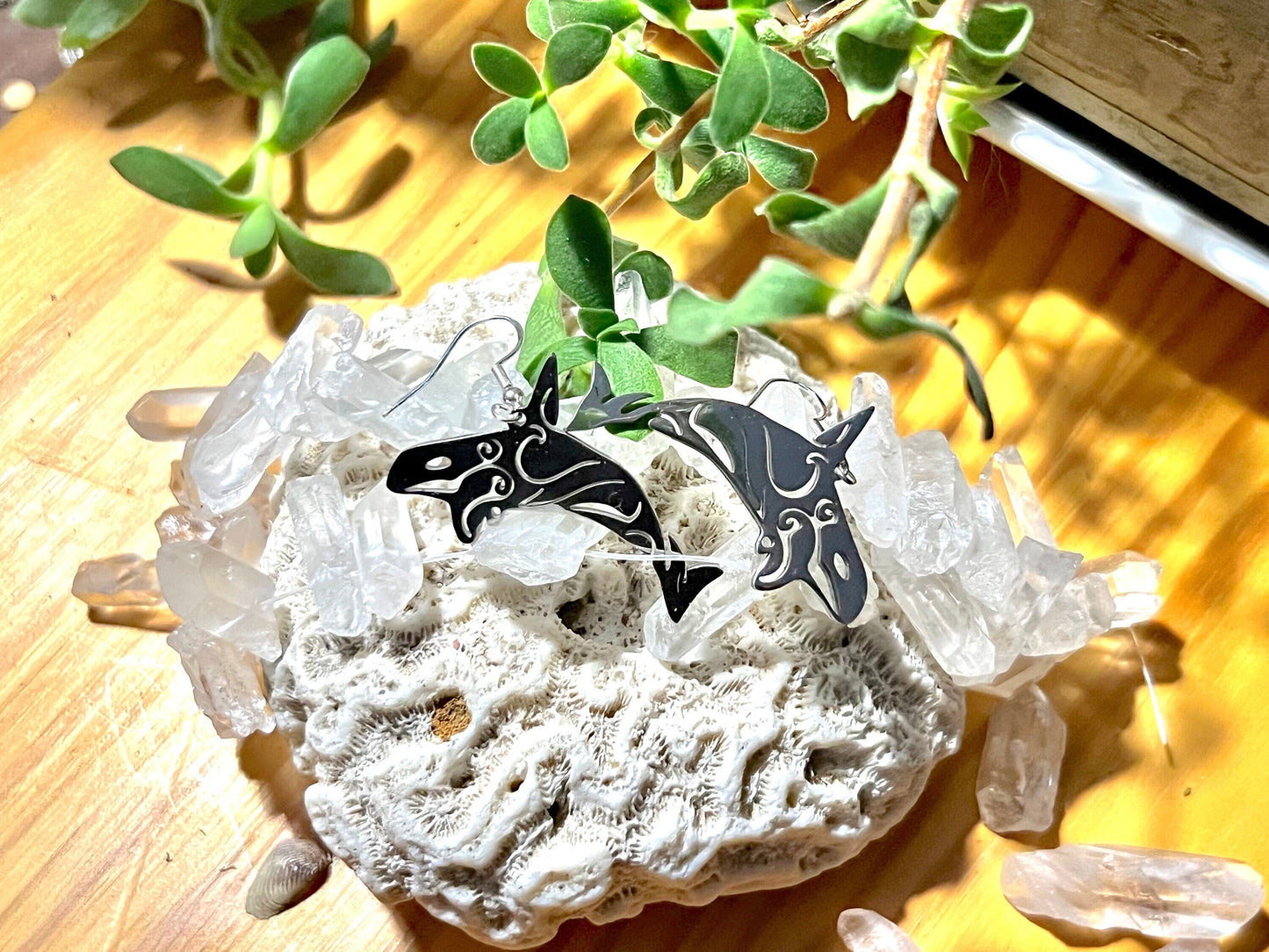 Silver Orca Whale Earrings