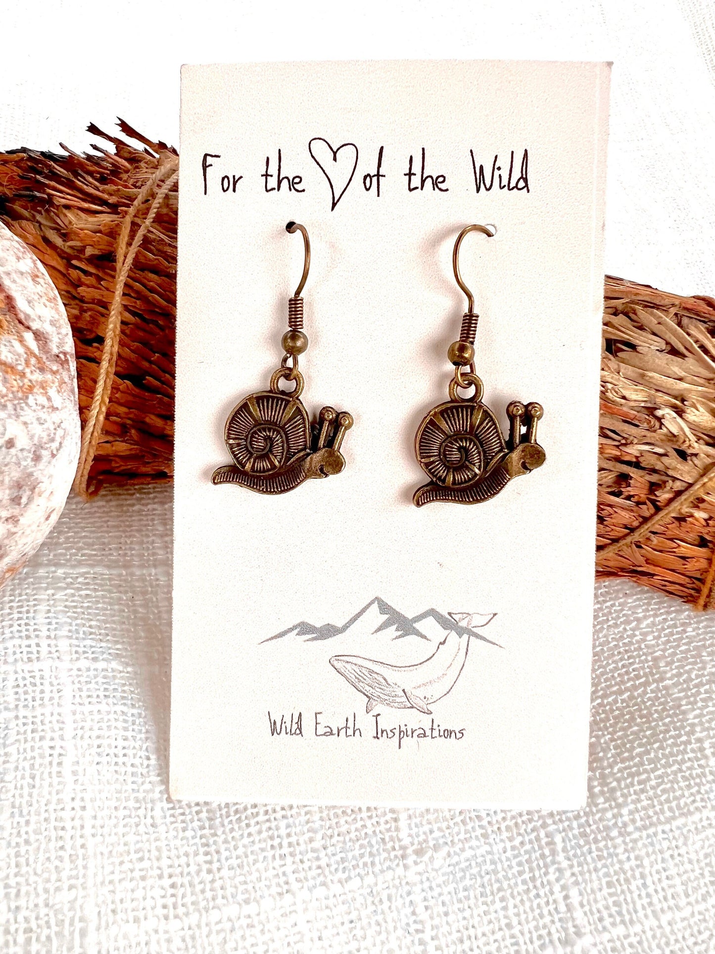 Antique Brass Snail Earrings