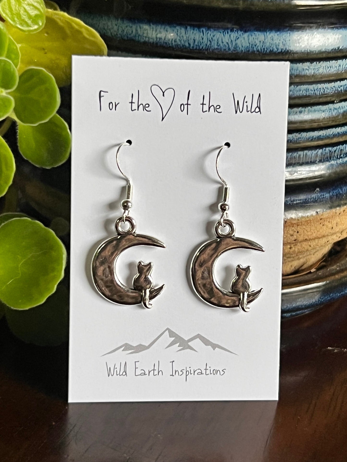 Cats by Moonlight Silver Earrings