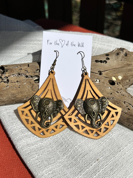 Sassy Elephant Wooden Earrings