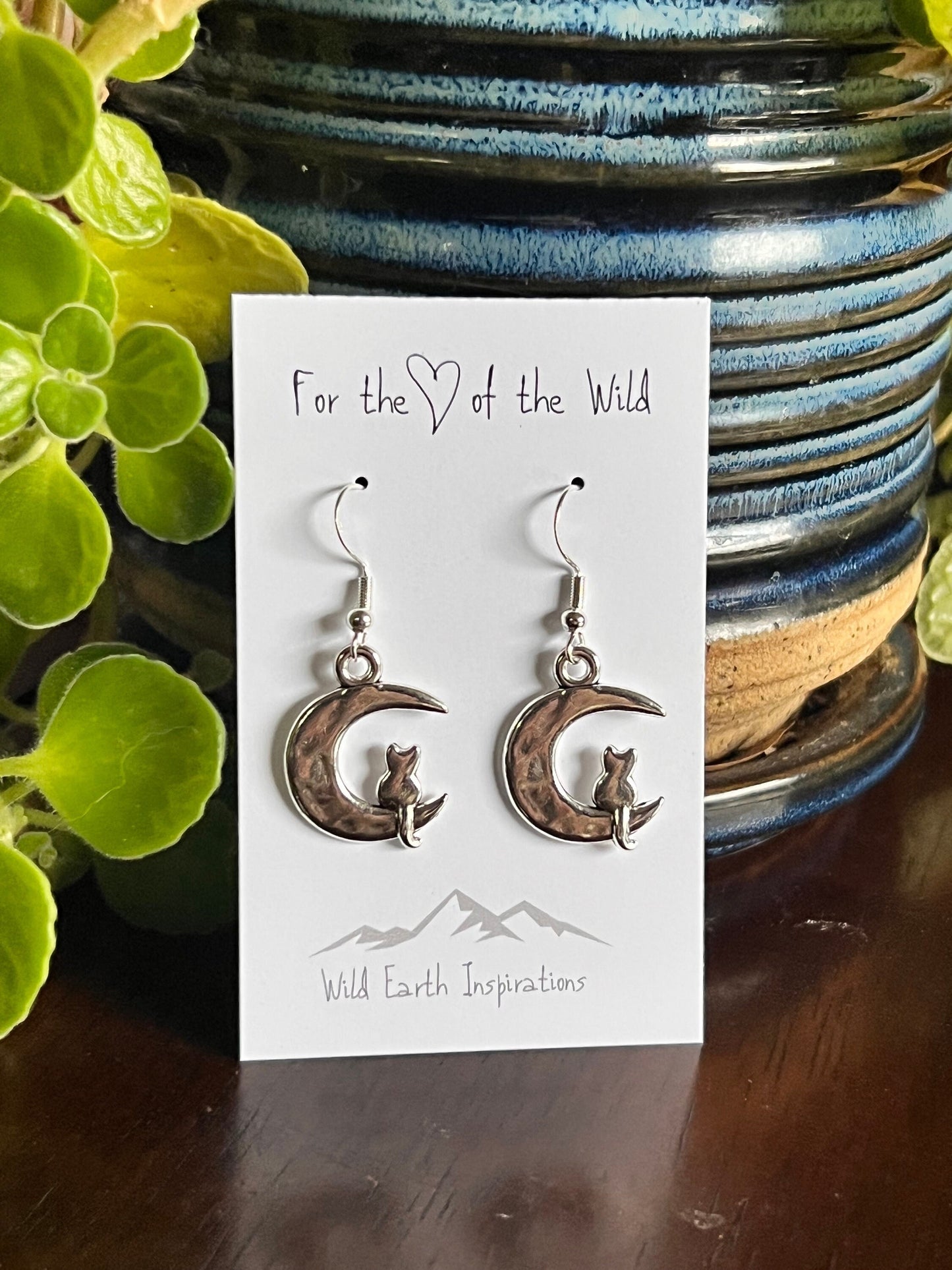 Cats by Moonlight Silver Earrings