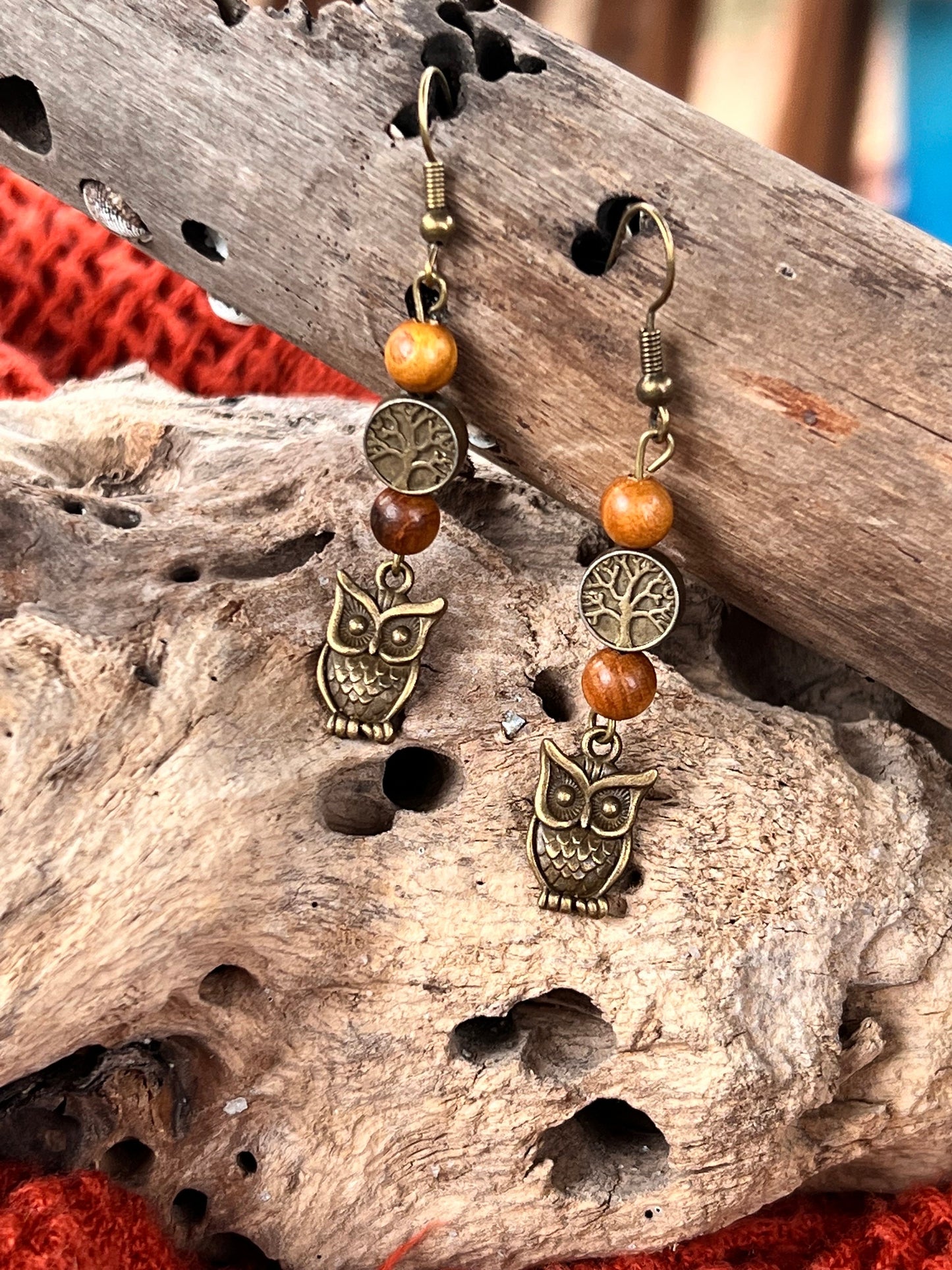 Earthy Owl Dangles