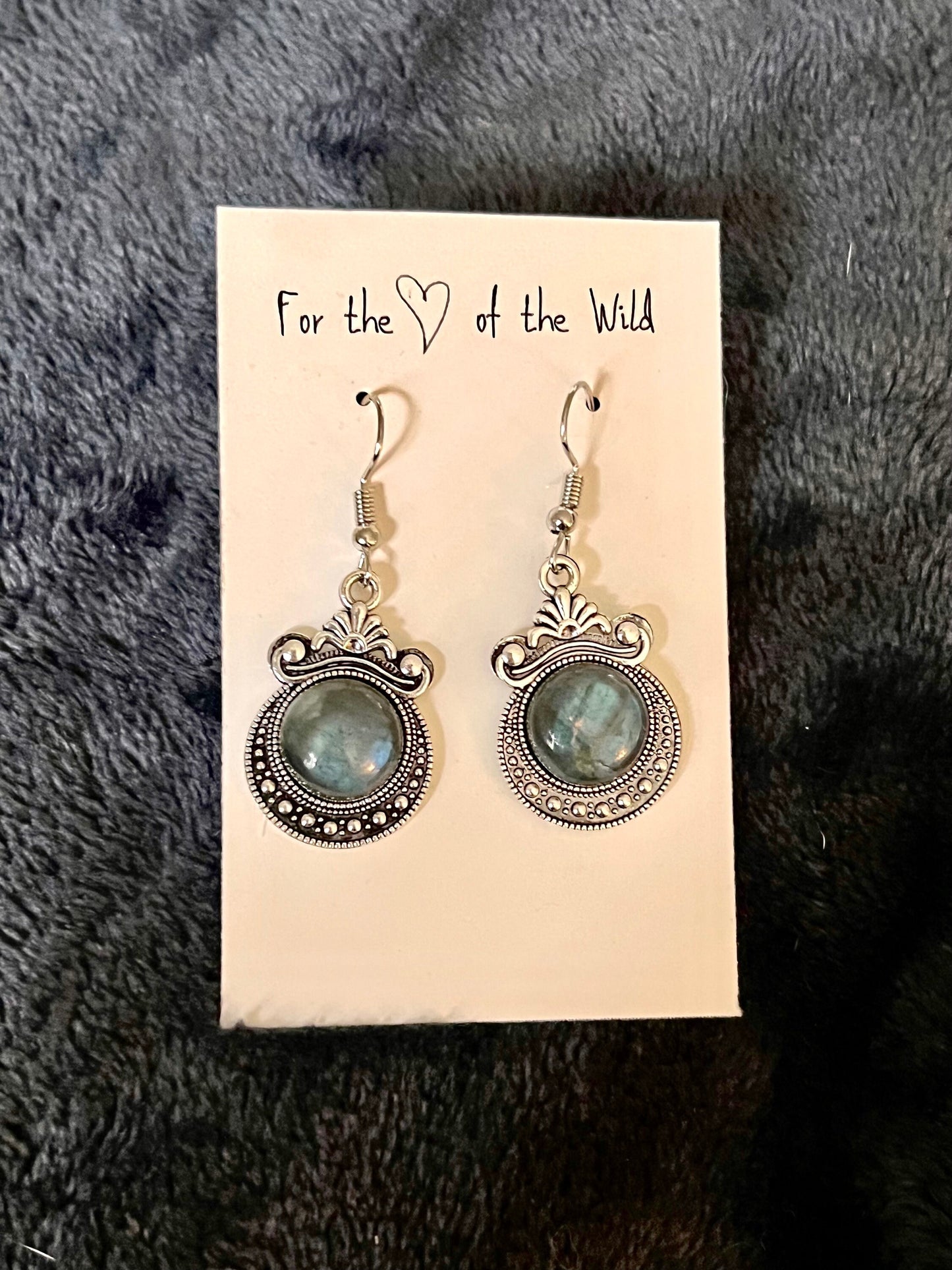 Antique Labradorite Dangle Earrings