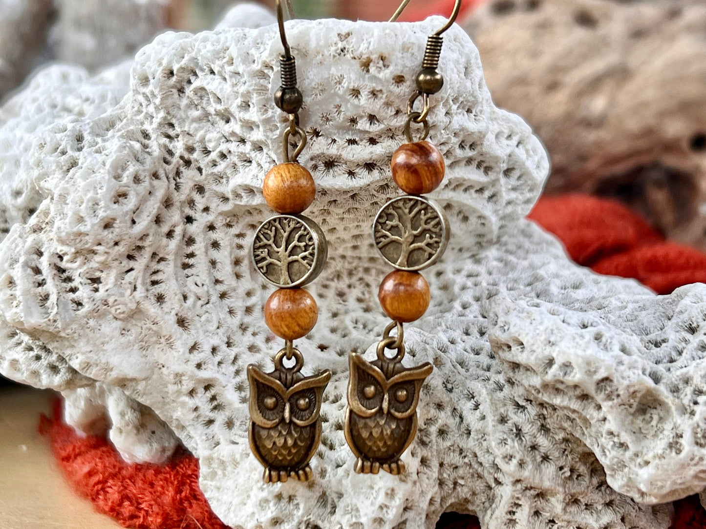 Earthy Owl Dangles