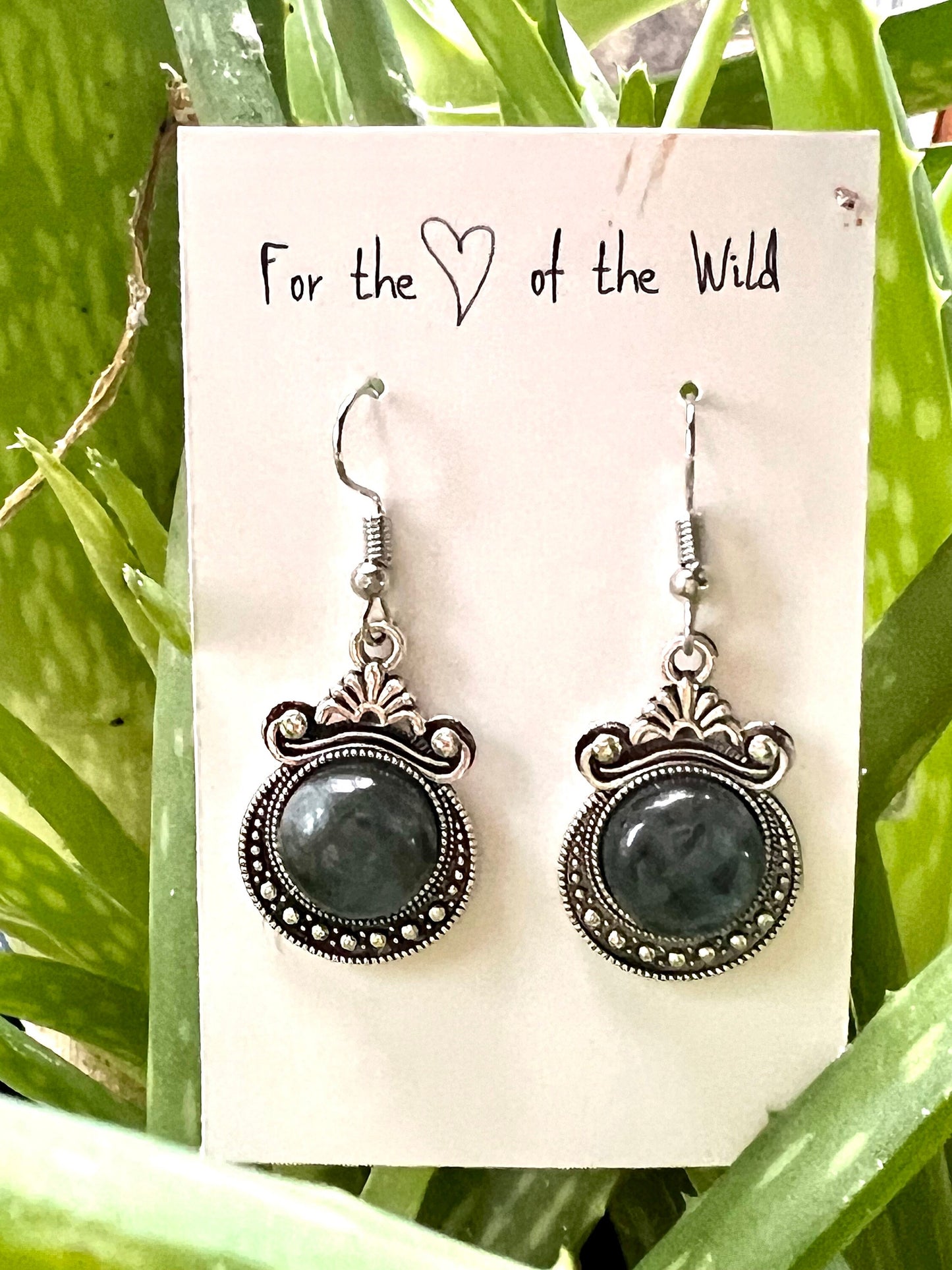 Antique Labradorite Dangle Earrings