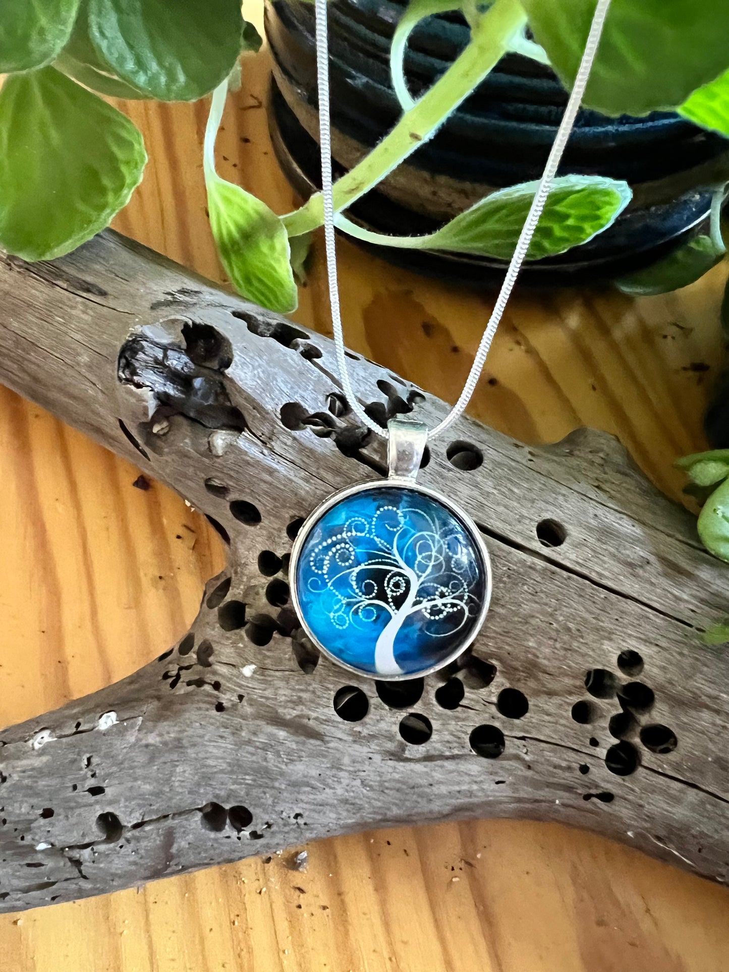 Blustery Winter Tree Pendant (with choice of necklace)