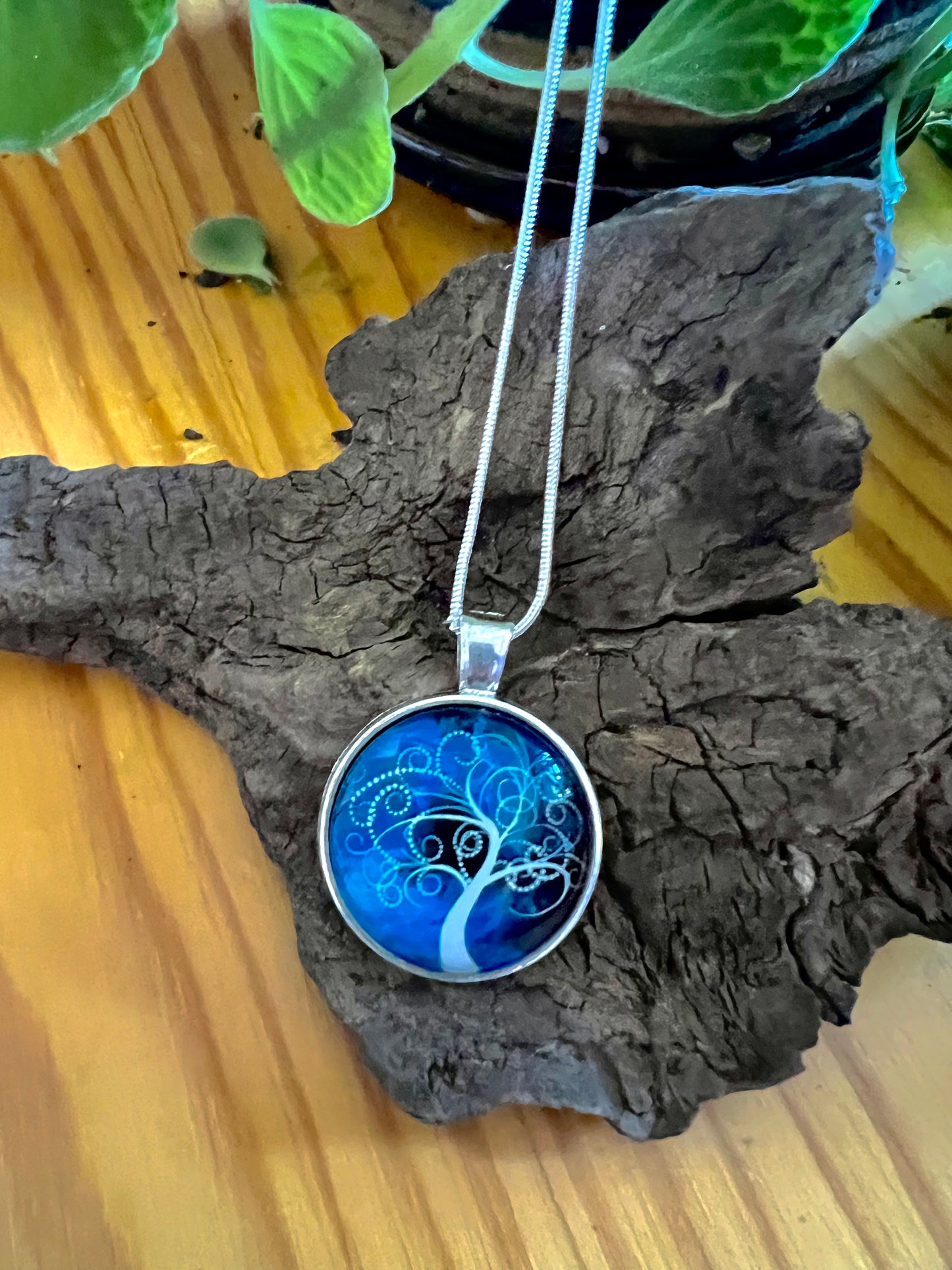 Blustery Winter Tree Pendant (with choice of necklace)